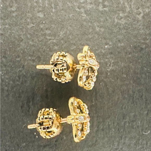 Juicy Couture: Gold Crown Studs, with Cubic Zirconia, and Tiara backings. - Picture 2 of 4